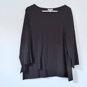 Habitat Top Womens Large Black Long Sleeve Lagenlook Blouse Classic Minimalist